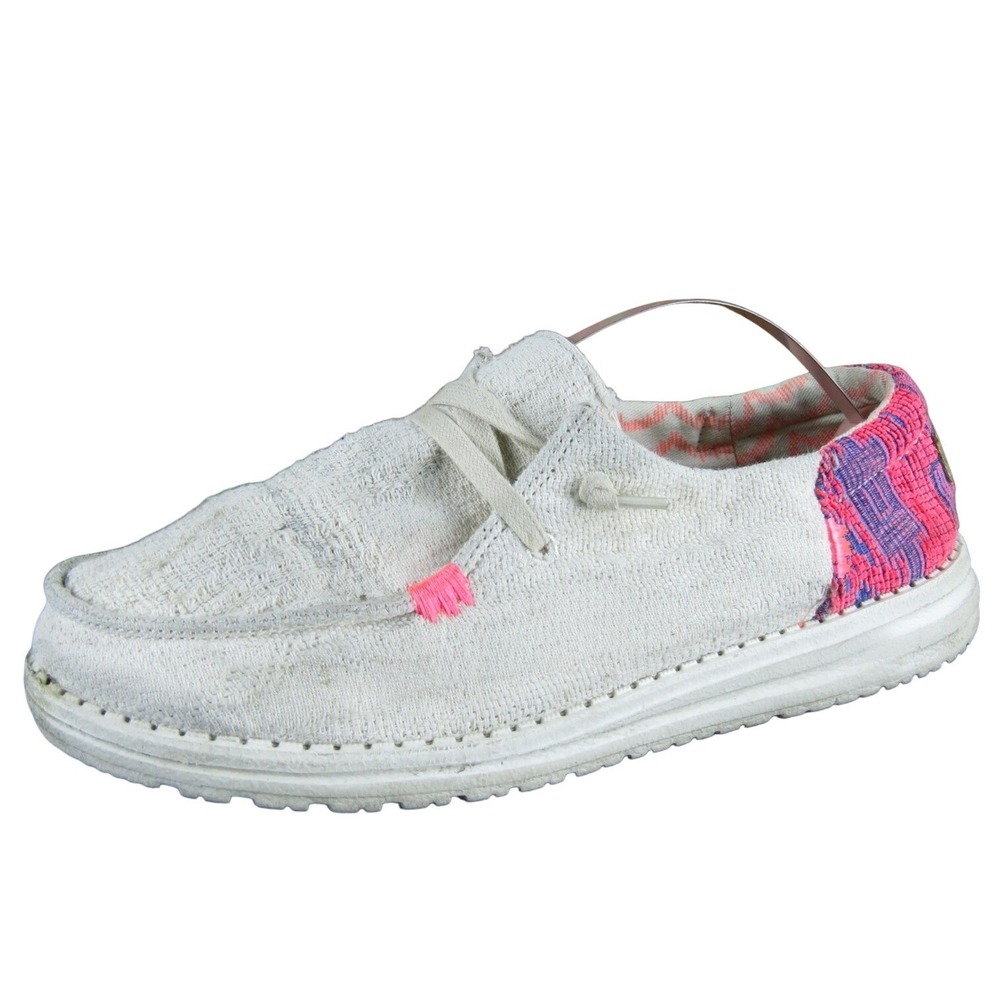 Hey Dude Wendy Funk Women's‎ 8 Beige Textile Shoes Lightweight Casual Comfort